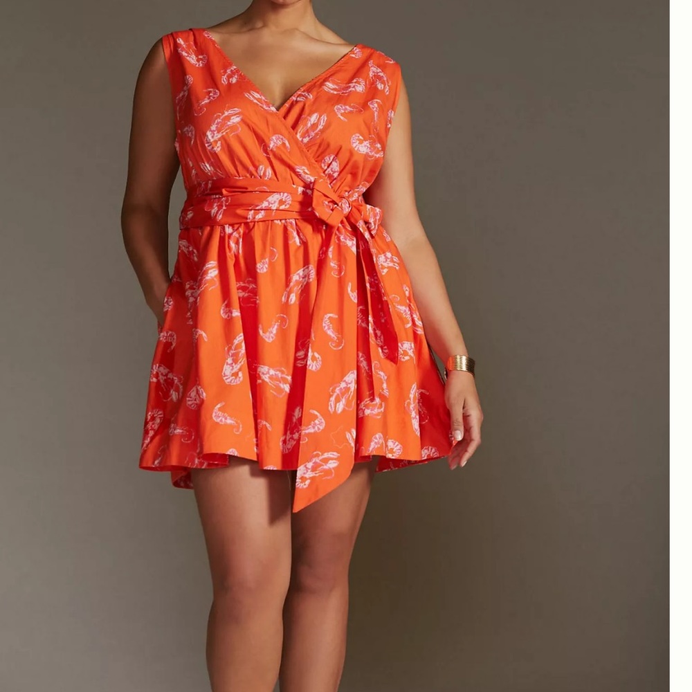 Maeve by Anthropologie Orange Maeve Mainely Lobster Wrap Dress, size small